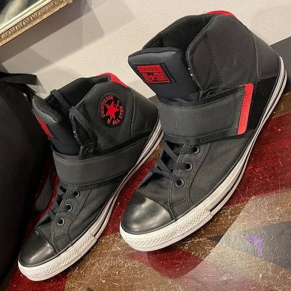 Converse Black High-Top Sneakers with Red Accents - Picture 4 of 14